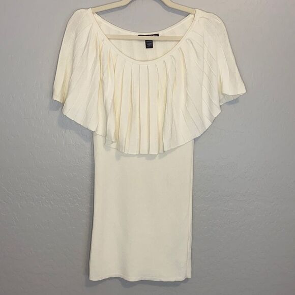 A Pea in the Pod Maternity Ivory Cream Pleated Collar Stretchy Blouse Size Small - Picture 2 of 7